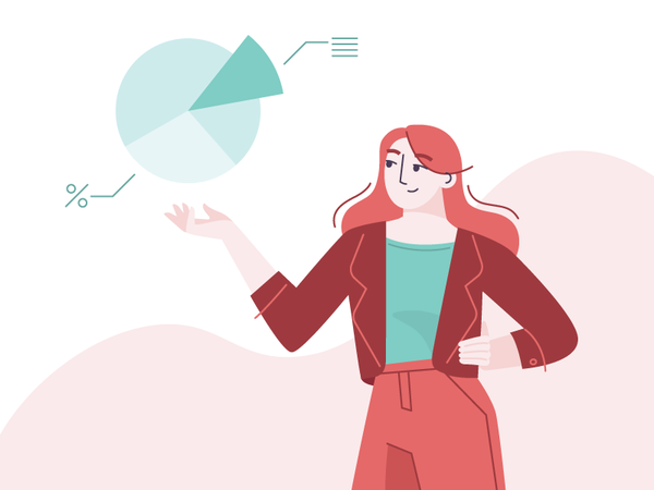 Presentation time  vector turquoise ginger business woman character ch.png