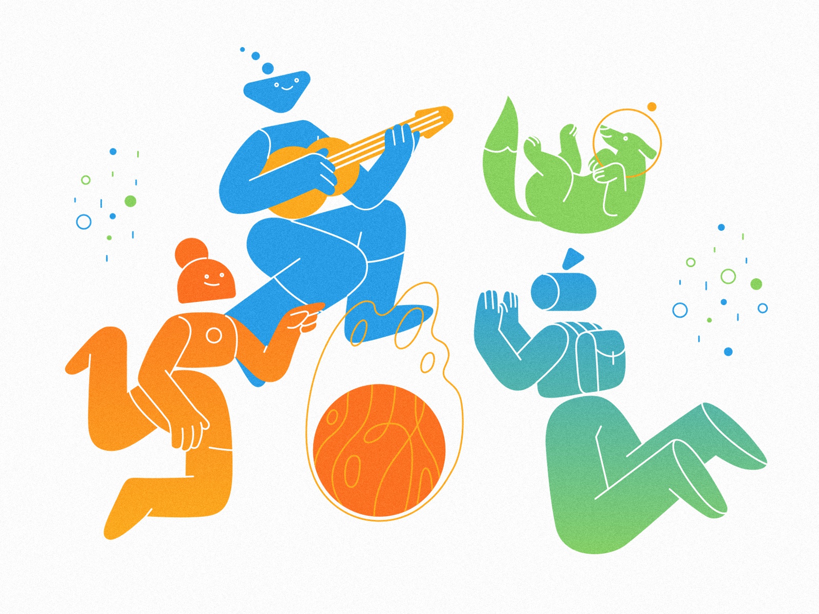 Singing around the Bonfire  interior office sketch cosmos guitar fire.jpg