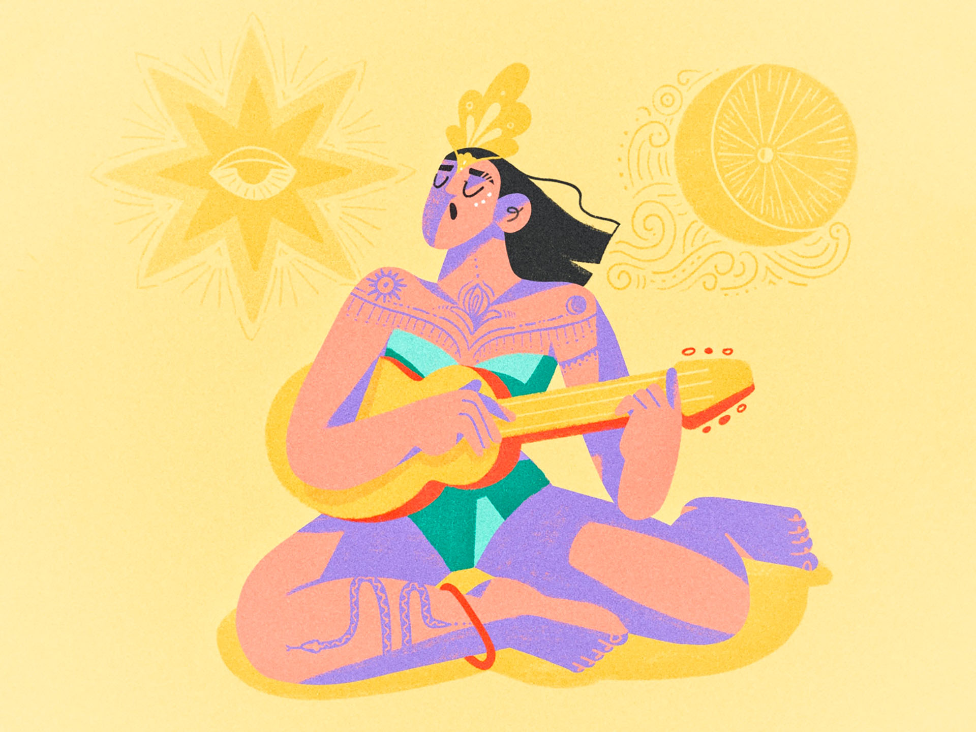 Sun Moon  tattoo musician music bliss beach guitar moon sun procreate.jpg
