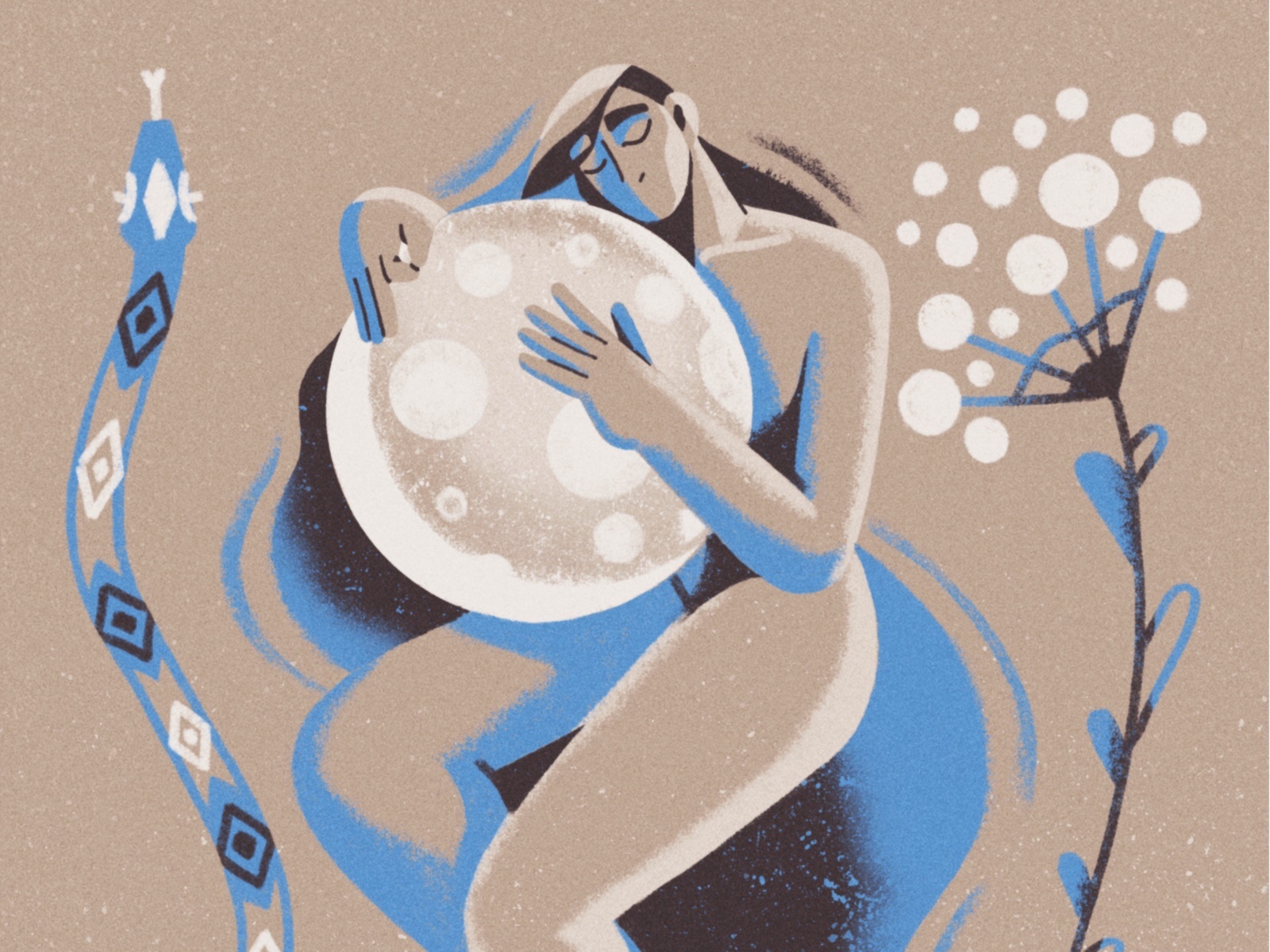 The MN drawing feminine woman creative music plant snake art illustrat.jpg