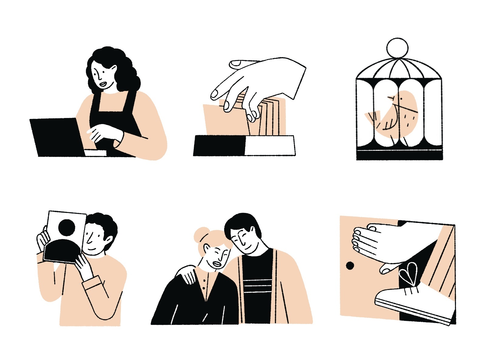 ______️ hand drawn spot illustrations open door user bird cage app ill.jpg