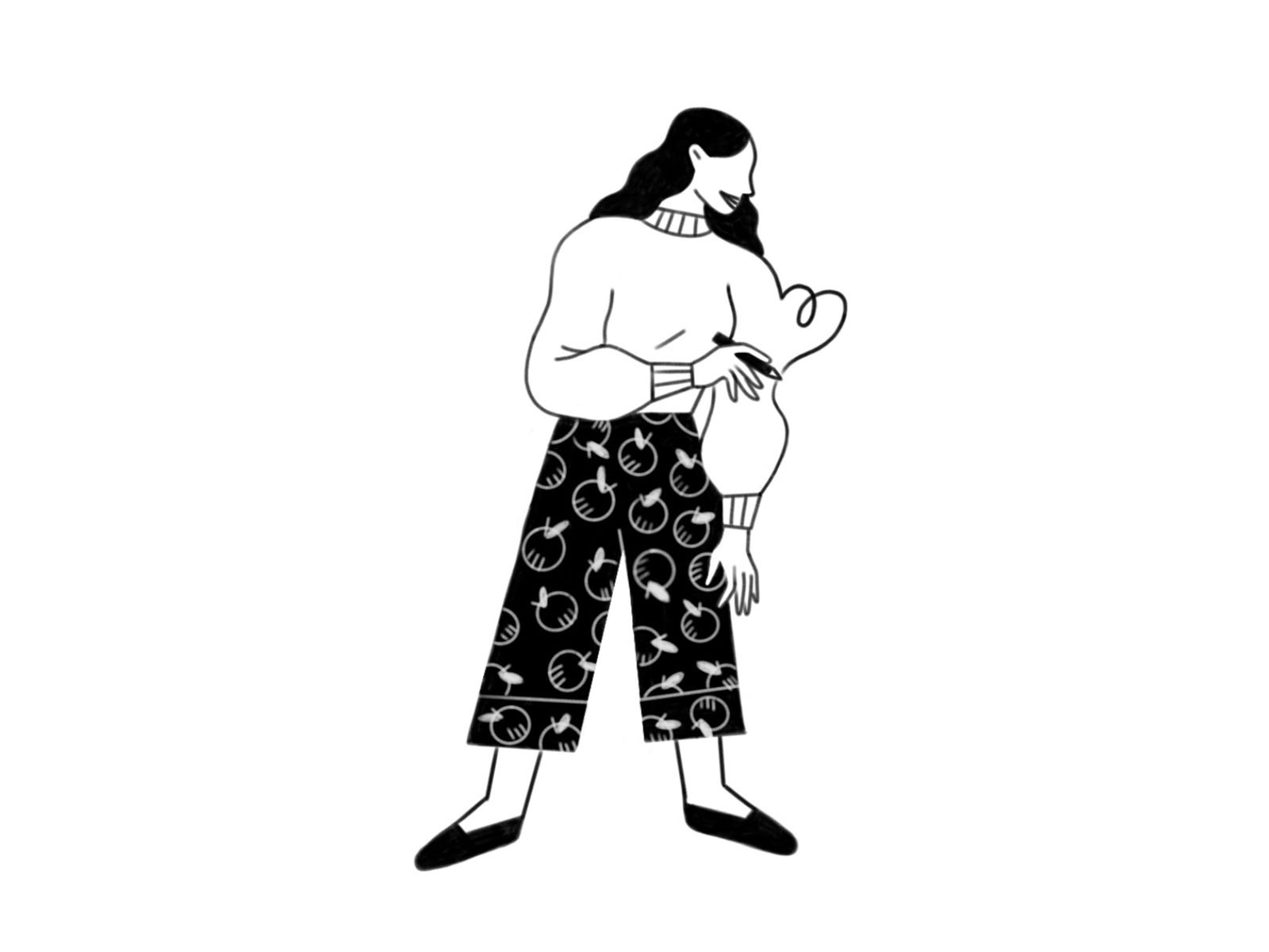 Self-care black and white illustration app illustration web illustrati.jpg