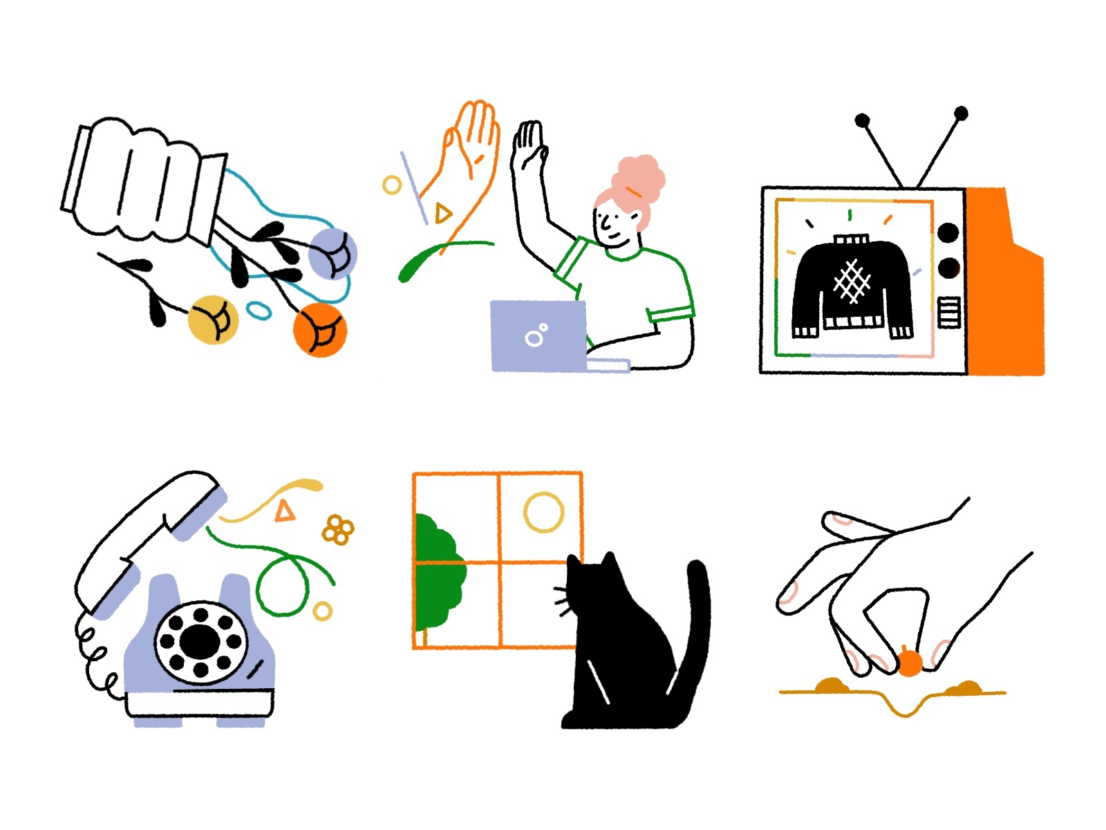 Style exploration hand drawn app illustration good job sucess hi-five.jpg