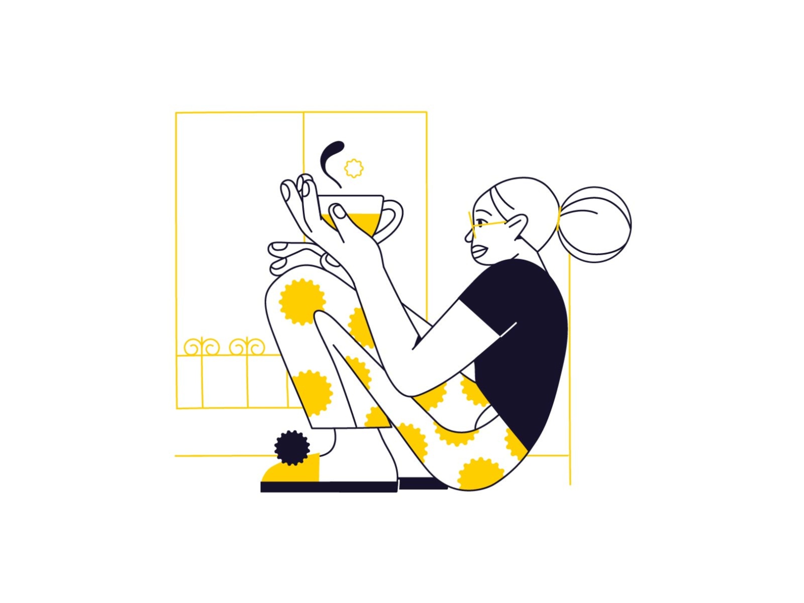 Tea time window down time time off pijamas simple illustration two col.jpg
