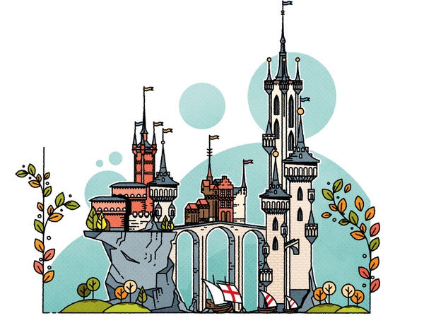 A little fantasy castle fantasy skyline illustrator architecture textu.jpg