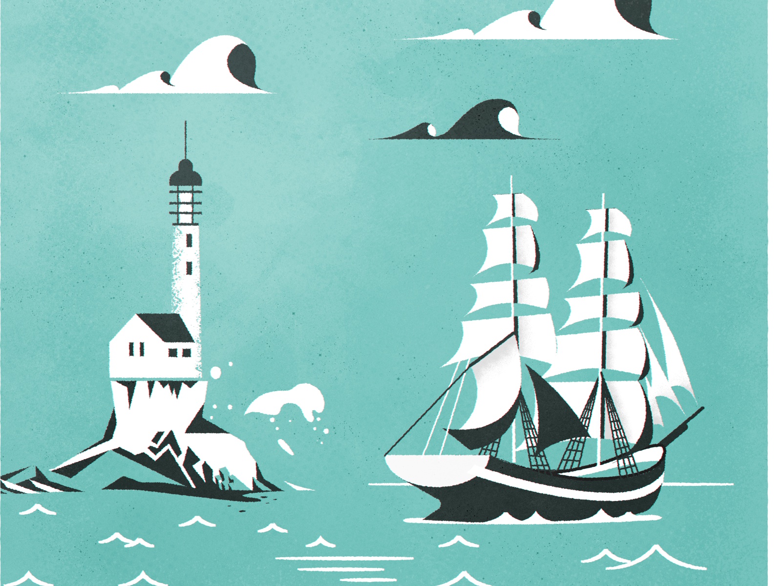 A lil Clipper coast sea lighthouse clipper ship design illustrator min.jpg