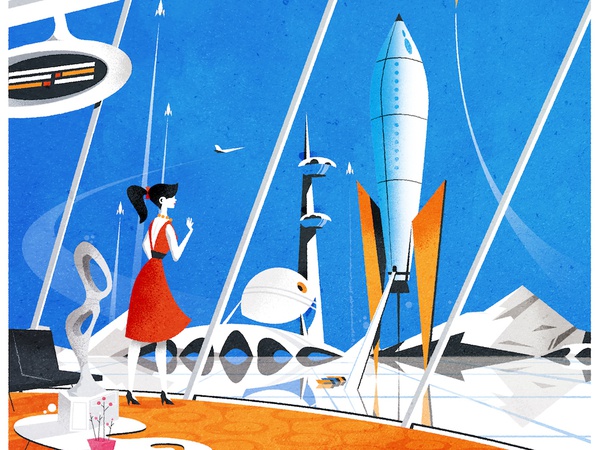 Airspaceport goodbyes rocket retro futurism illustrator skyline minima.jpg