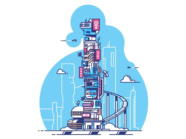 Arcology - Vertical MegaCity vector stroke outline architecture city.jpg