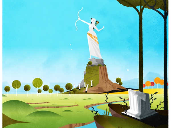 Artemis mythology statue texture skyline illustrator minimalist vector.jpg