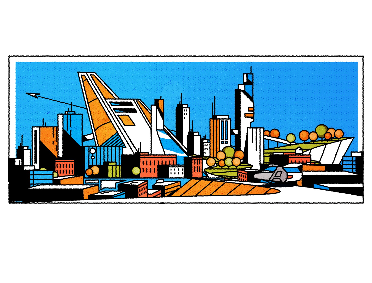 Bright Retro cityscape design architecture skyline city illustrator mi.jpg