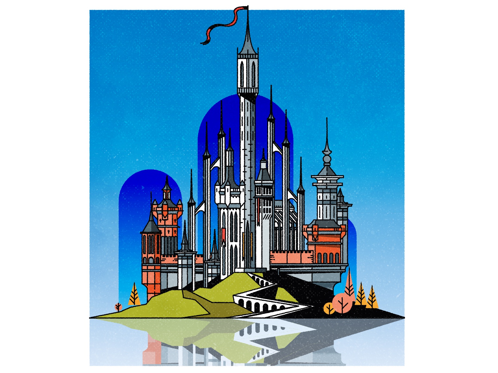 Castle fantasy castle illustrator city minimalist texture illustration.jpg