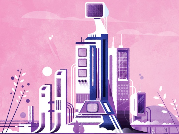 Computer City colour illustrator urban architecture skyline futurism c.jpg