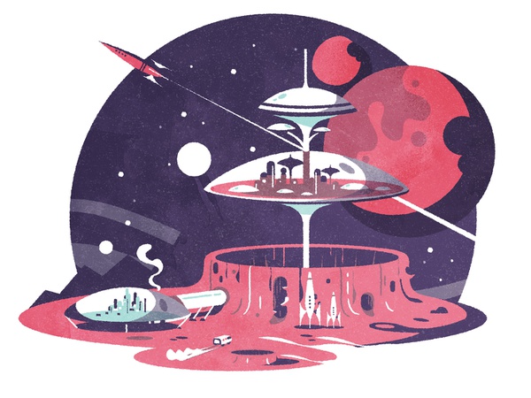 Crater City sciencefiction planet illustrator skyline texture minimali.jpg
