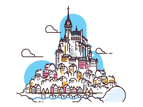 Fantasy Island City fantasy abbey church city logo icon stroke outline.jpg