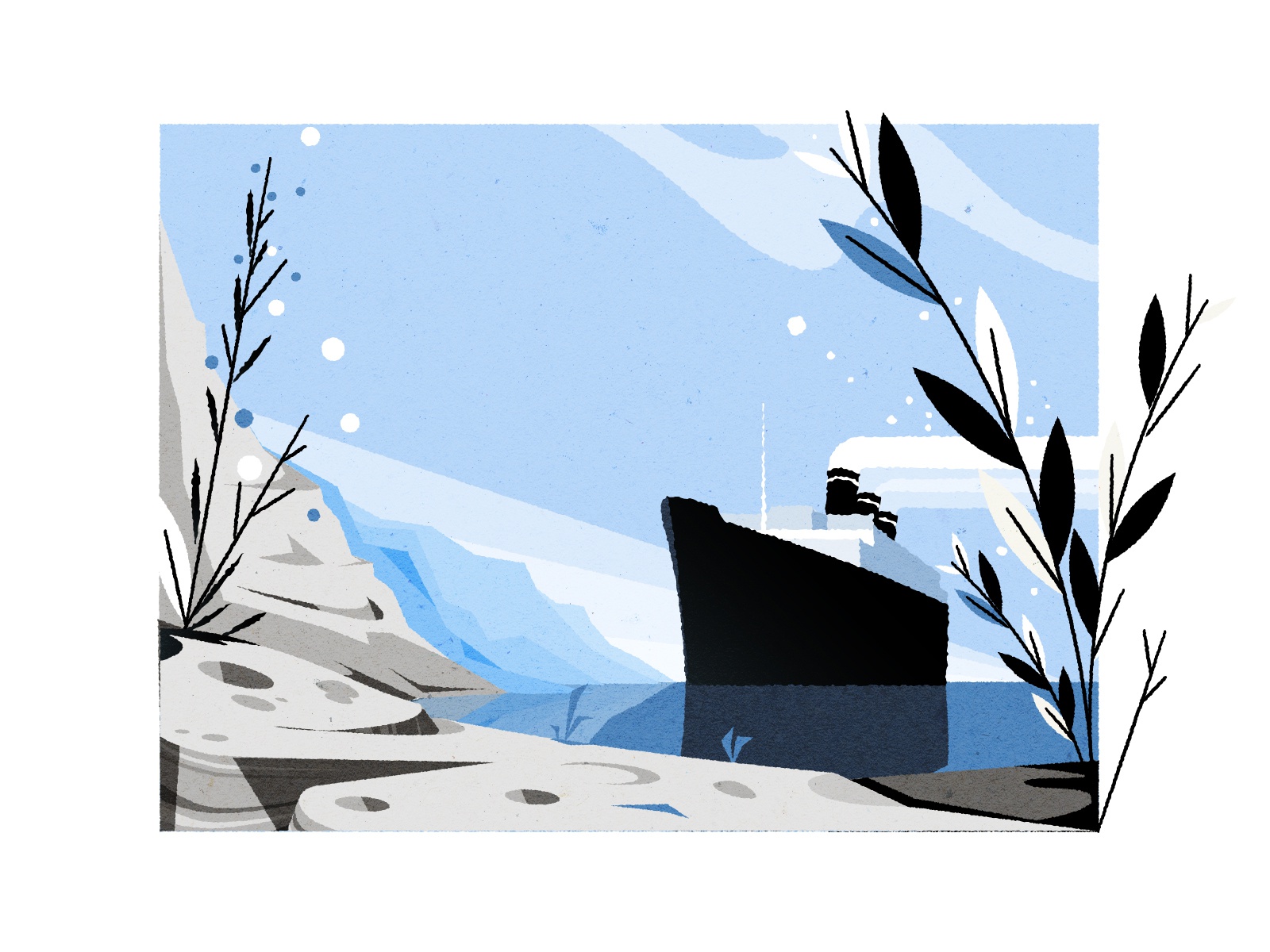 Fjord cruise retro design skyline illustrator minimalist texture illus.jpg