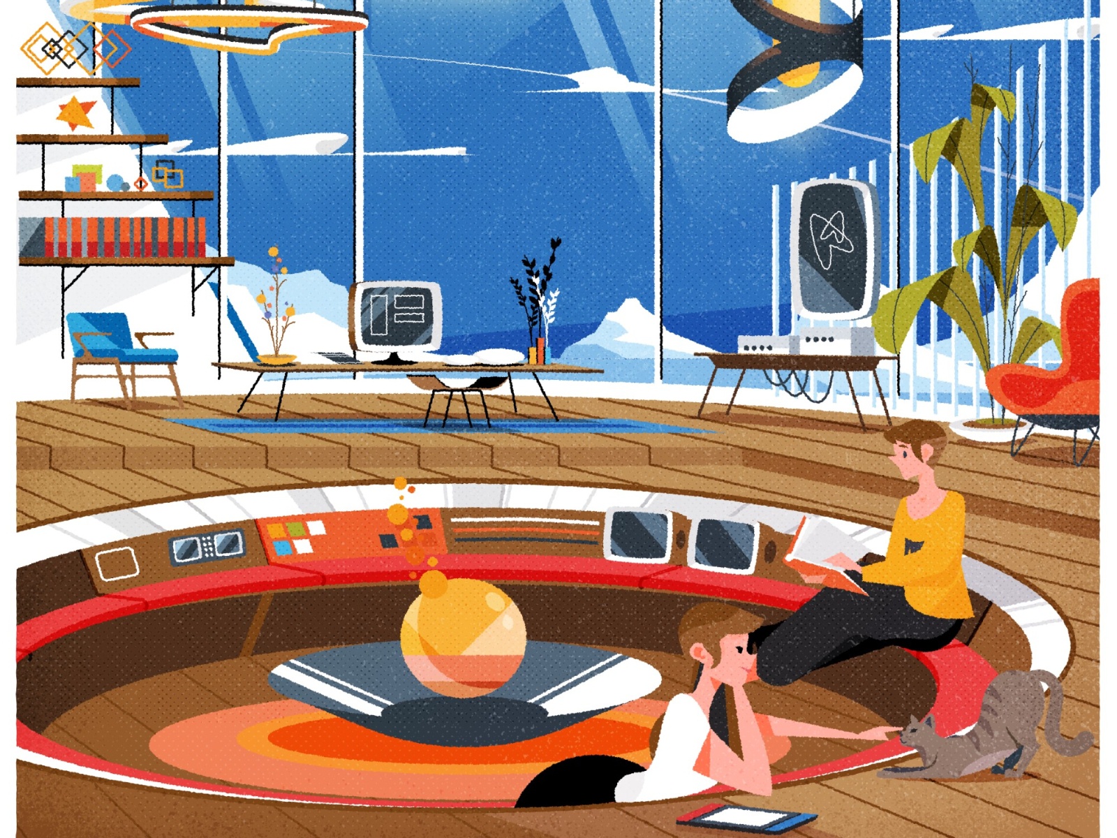 Conversation Pit futurism retro interior design architecture illustrat.jpg