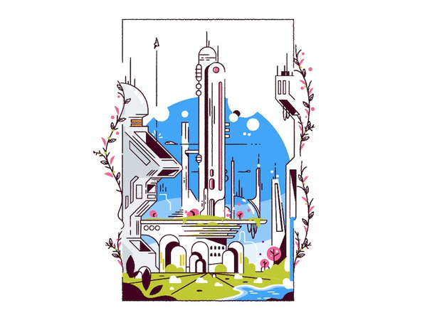 Green Future colour minimalist outline sciencefiction cityscape city v.jpg