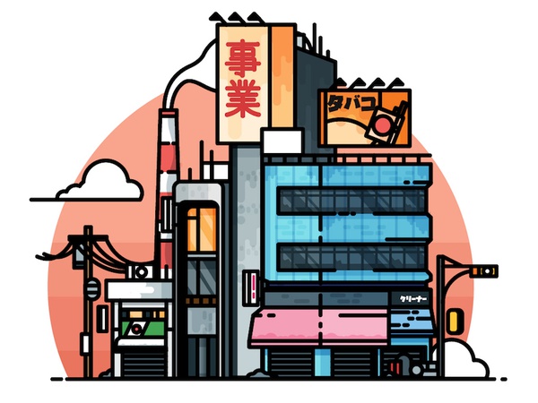 Japanese Storefronts - 80s style vector urban store minimalist japan i.jpg