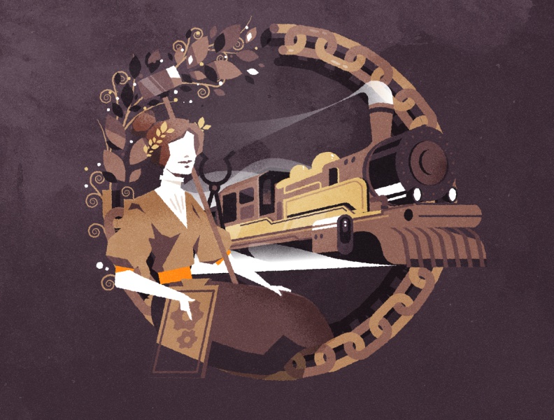 Industry, Science and technology  art nouveau emblem logo train illust.jpg