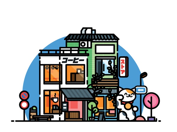 Japanese Storefronts n° 2 coffee vector urban store minimalist japan i.jpg