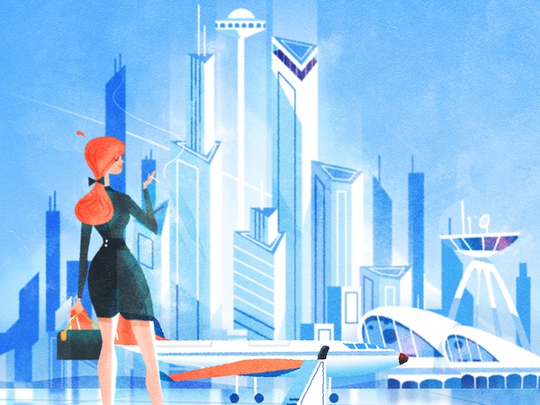 Jetset illustration illustrator texture woman airport city.jpg