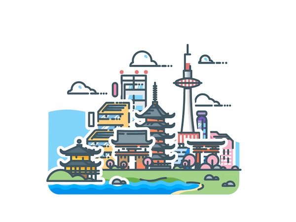 Kyoto! vector urban kyoto sticker skyline minimalist metropolis japan.jpg