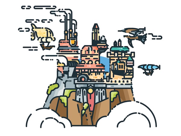 Lindblum vector sticker illustration game final fictional fantasy fana.jpg