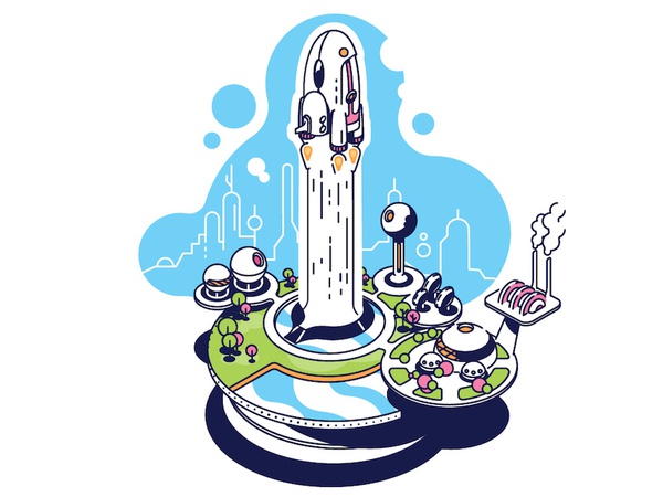 Little Launch icon outline futurism spaceship launch isometric vector.jpg