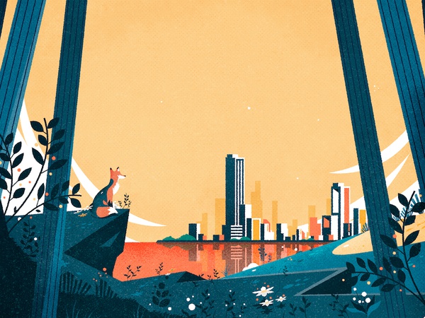Lonely Foxy illustrator texture design minimalist city illustration ve.jpg