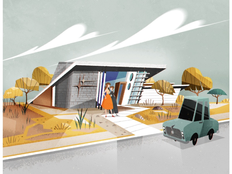 Mid Century Bungalow retro design architecture illustrator minimalist.jpg
