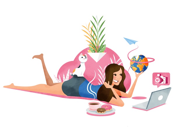 Monica cat vector texture girl woman travel illustration.jpg