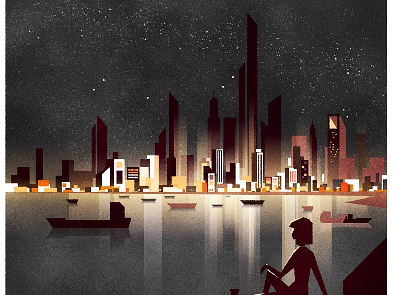 Night City skyline cityscape architecture illustrator minimalist city.jpg