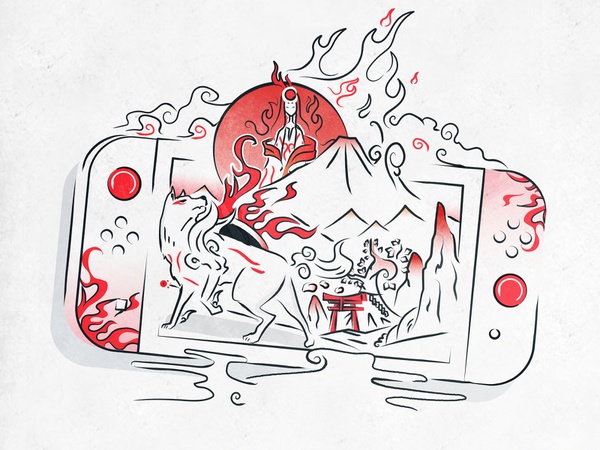 Okami Fanart games game wolf okami nippon sumi-e japan shinto nintendo.jpg