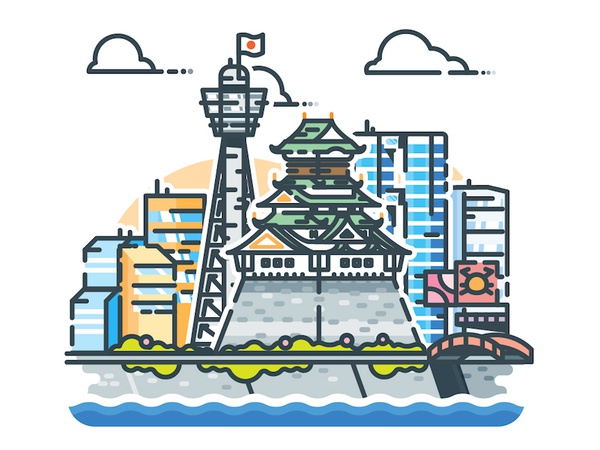 Osaka! vector urban sticker skyline osaka minimalist metropolis japan.jpg