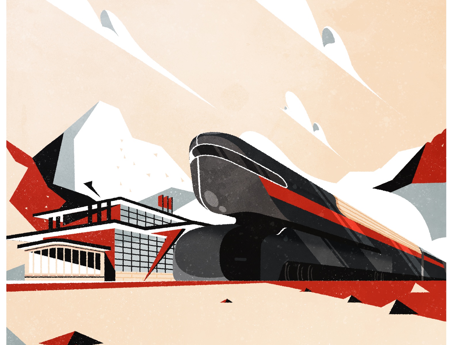 Retro train affiche poster burlington minimalist texture station train.jpg