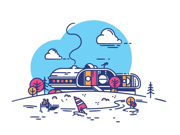Retrofuturistic holiday sticker icon architecture retrofuturism retro.jpg