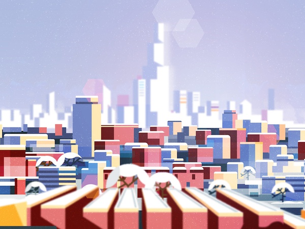 Snow City illustration urban cityscape skyline vector city winter snow.jpg