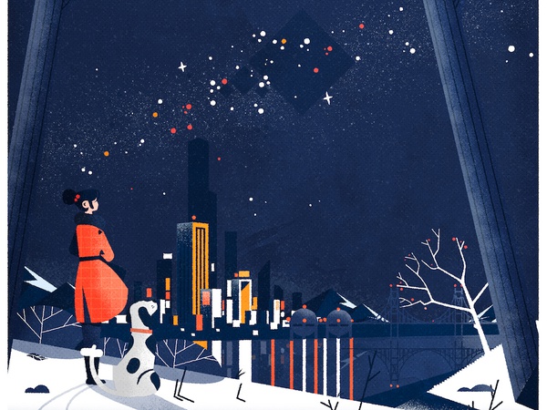 Starry night architecture skyline illustrator cityscape texture minima.jpg