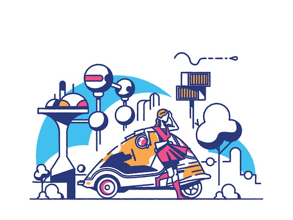 The modern car. vehicle skyline city logo icon sticker outline stroke.jpg