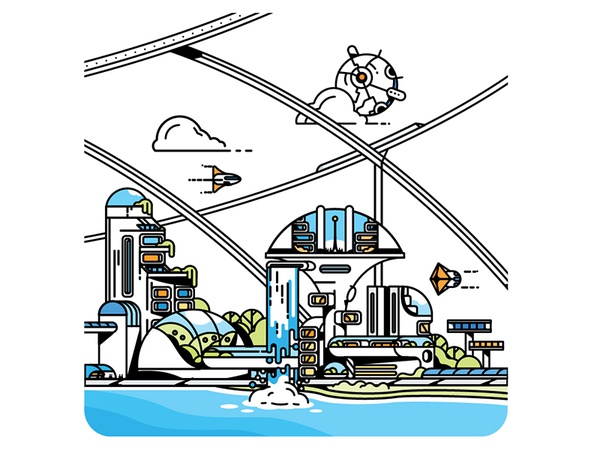 The other side of the domed city vector stroke skyline fiction science.jpg