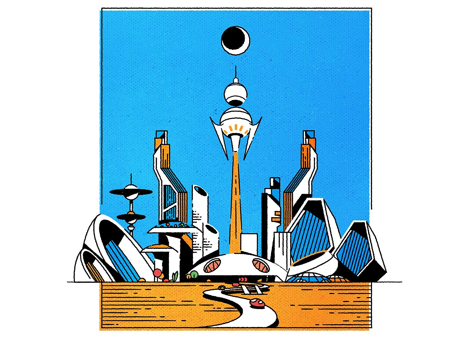 Ligne Claire retro cityscape skyline illustrator architecture minimali.jpg
