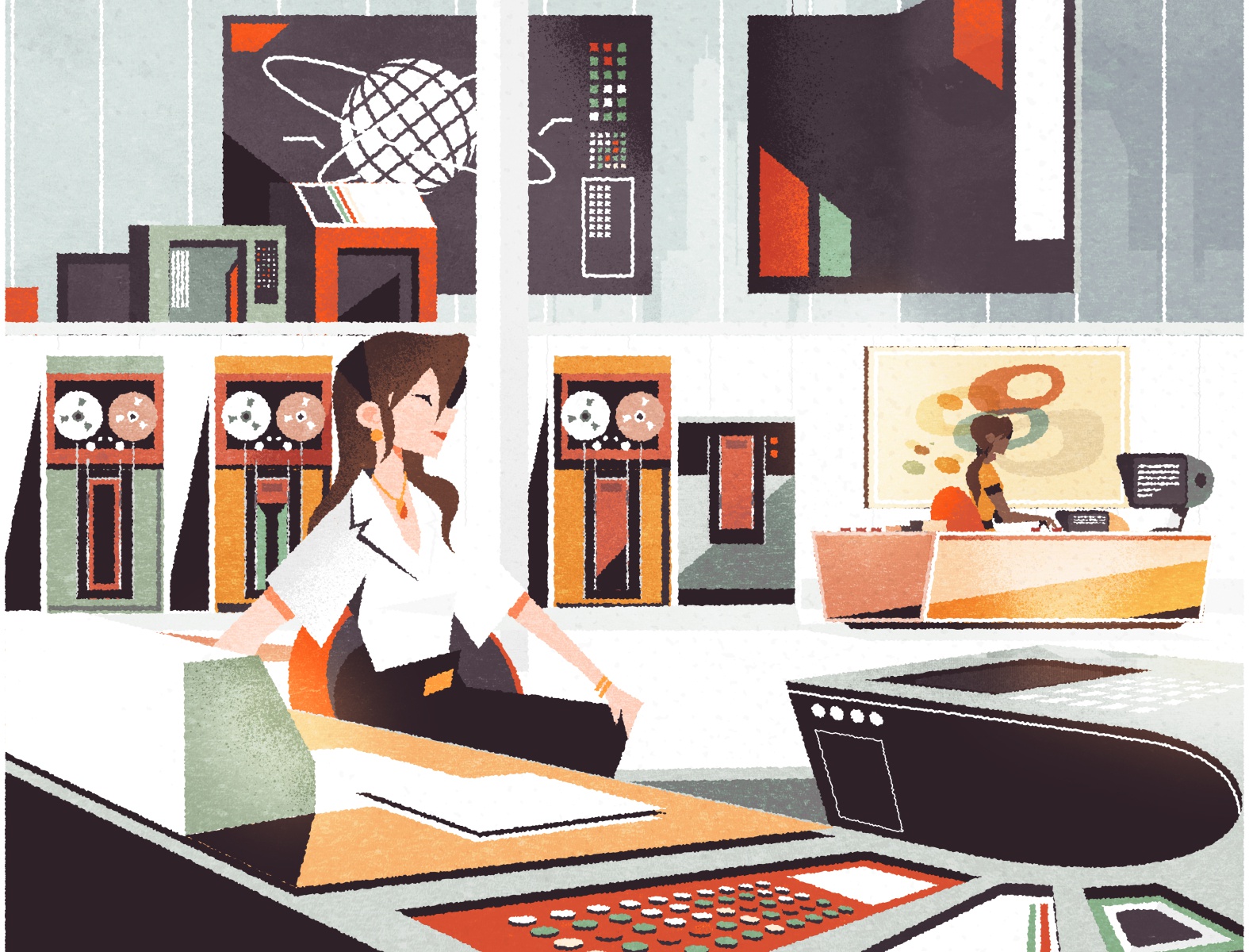 Mid Century Computer Room retro illustrator futurism fifties sixties g.jpg
