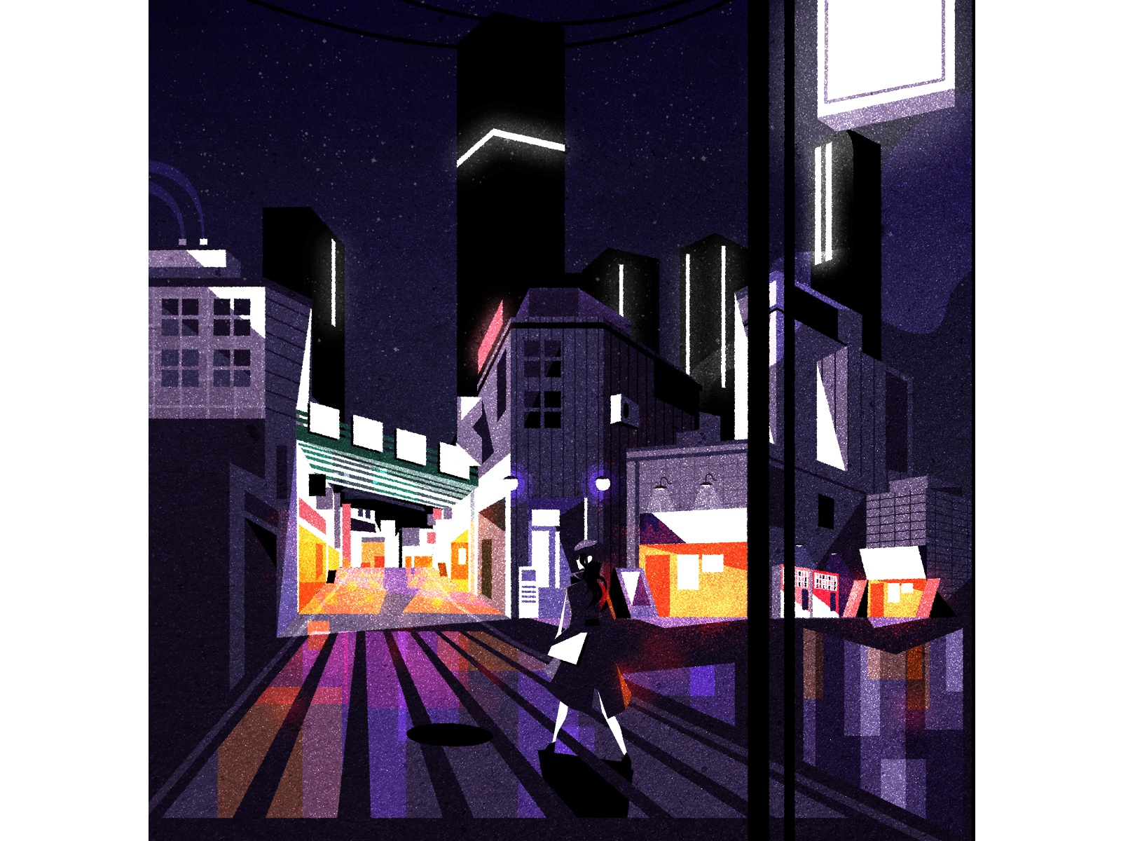 Night walk retro futurism cityscape skyline illustrator city minimalis.jpg