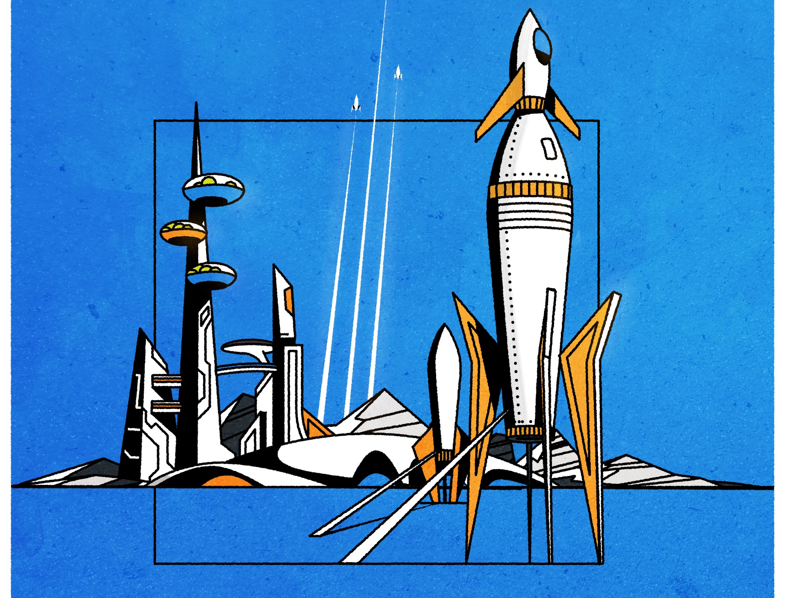 Rockets are fun! urban city science fiction futurism retro logo linewo.jpg