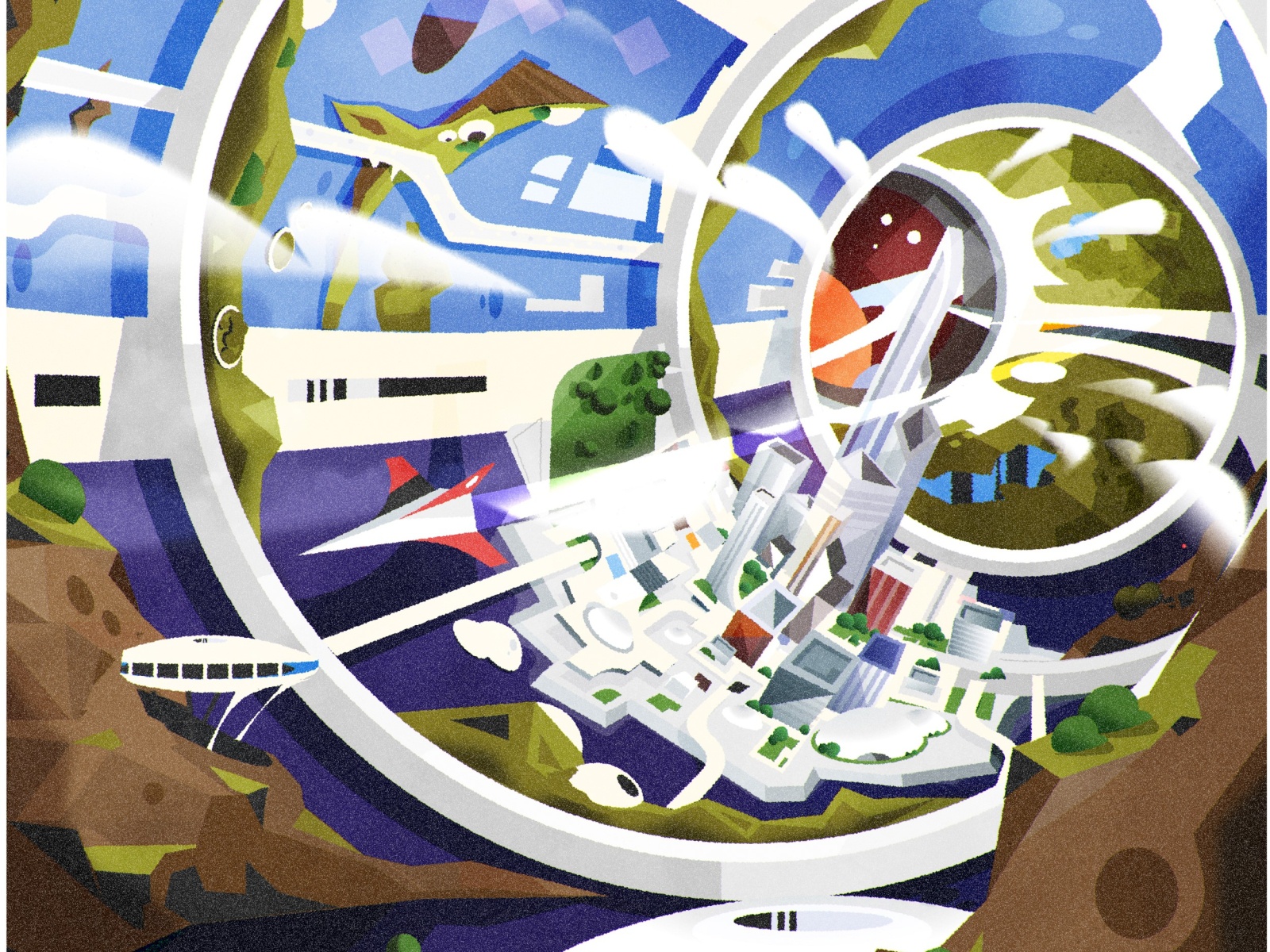 Space Station scifi skyline architecture city illustrator minimalist t.jpg