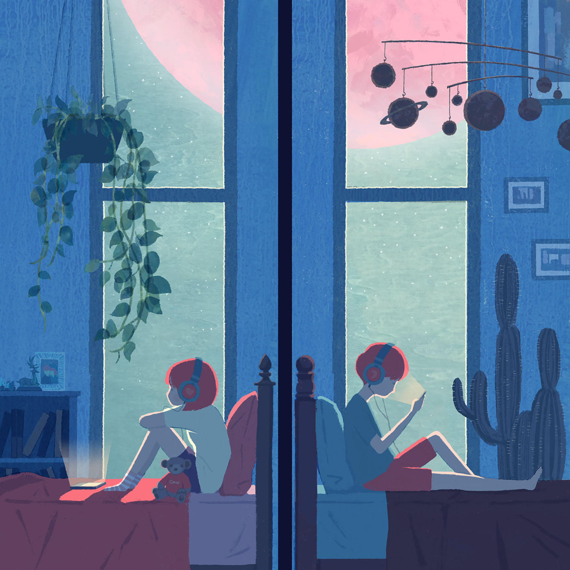 blue boy girl Love moon night nostalgic Plant smartphone star.jpg