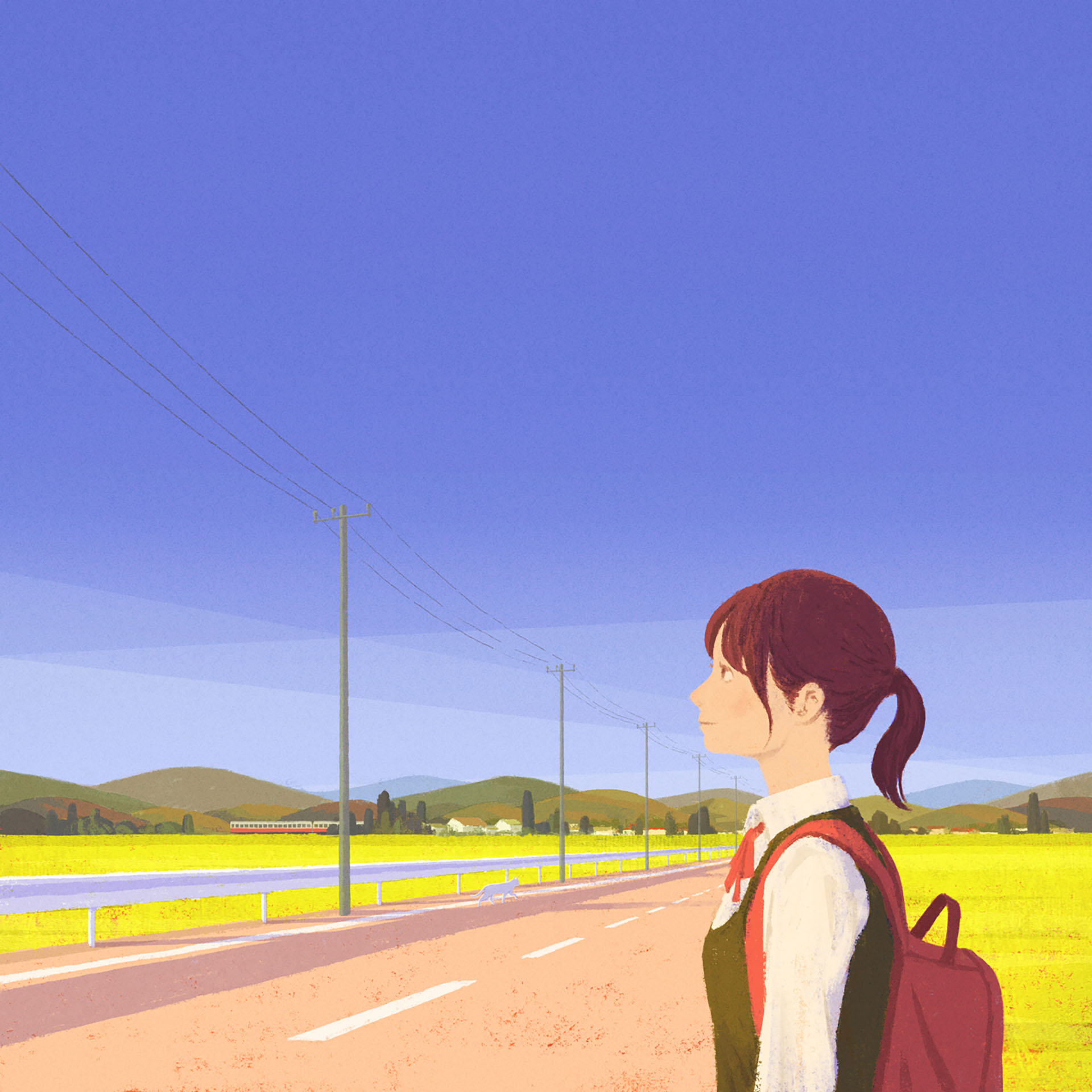 Cat girl japan Landscape Load mountain Nature school SKY train (2).jpg