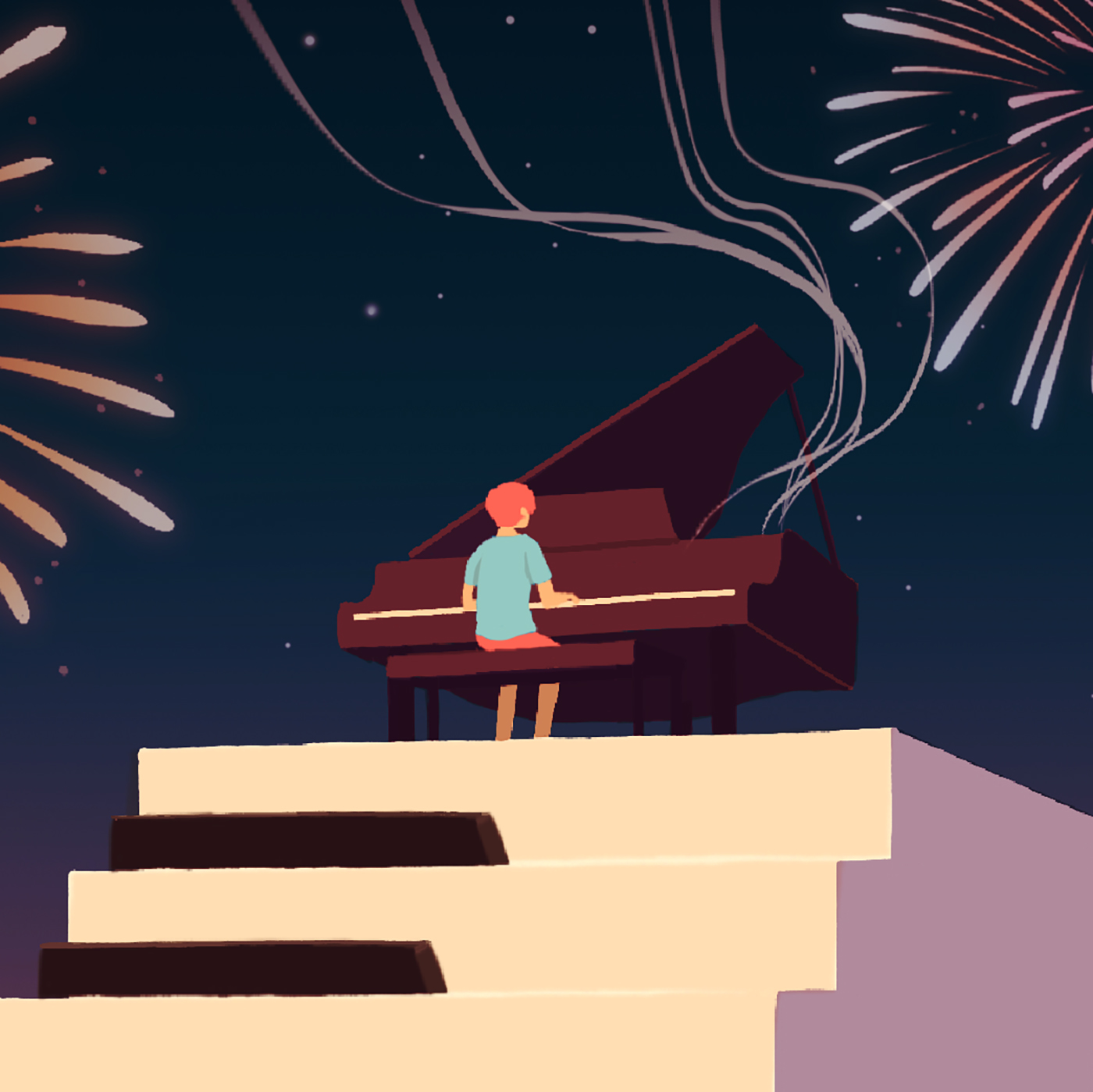 fireworks japan Landscape melody music night Piano summer sunset Tree.jpg