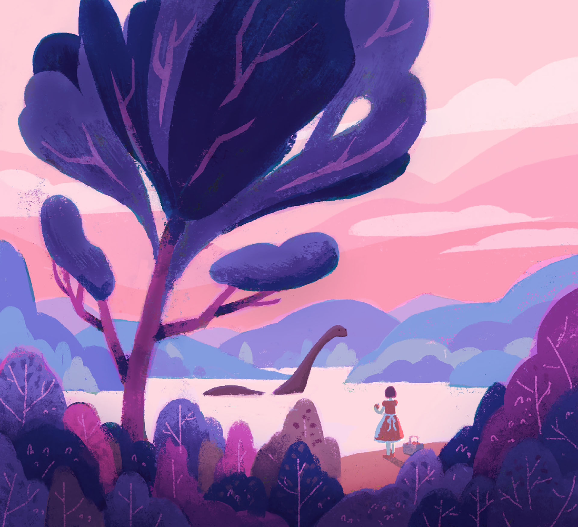 woods sunset girl cloud pink lake nessie Nature.jpg
