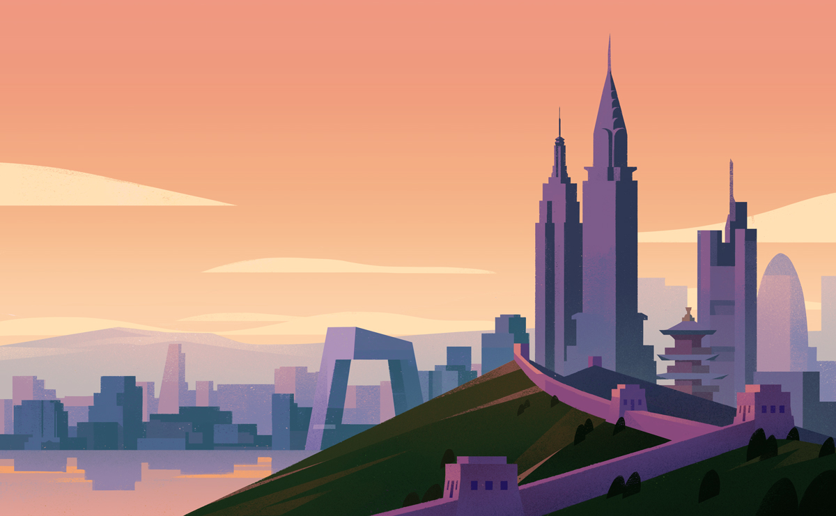 sunset city Landscape business finance orange purple Landmark.jpg